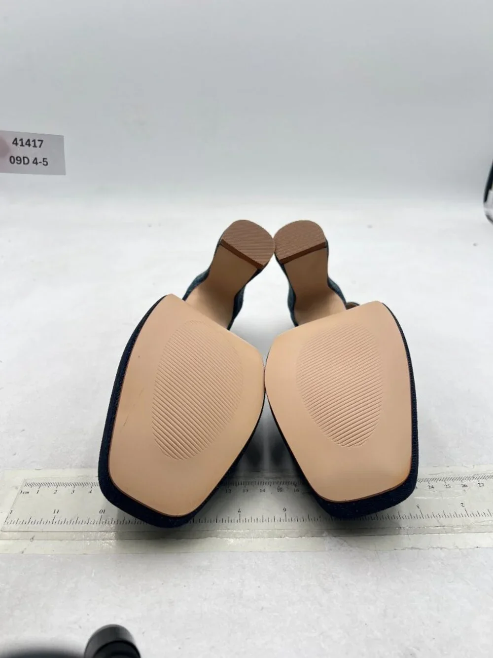 FYS Denim Blue Platform Square Toe Chunky High Heel Mary Janes Slingback Pumps